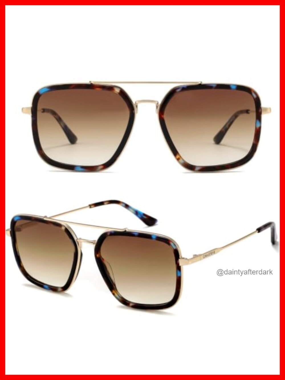 Classic Square Aviator Sunglasses UV400 Gradient Lens Lightweight Metal
